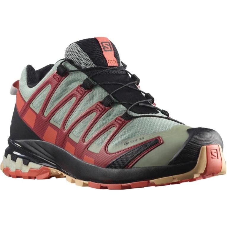 Tenis Para Trail Running Salomon Xa Pro 3d V8 GTX Mujer Verde Oliva Rojos | MX DXWA237